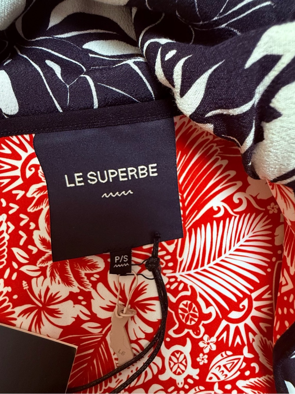 Le Superbe Tropical Wrap Tank Top Black White Palm Print Self Tie Camisole NWT - Picture 13 of 14